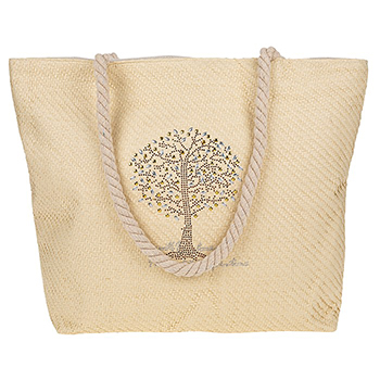 Tree of Life Studded Tote Bag Cream
